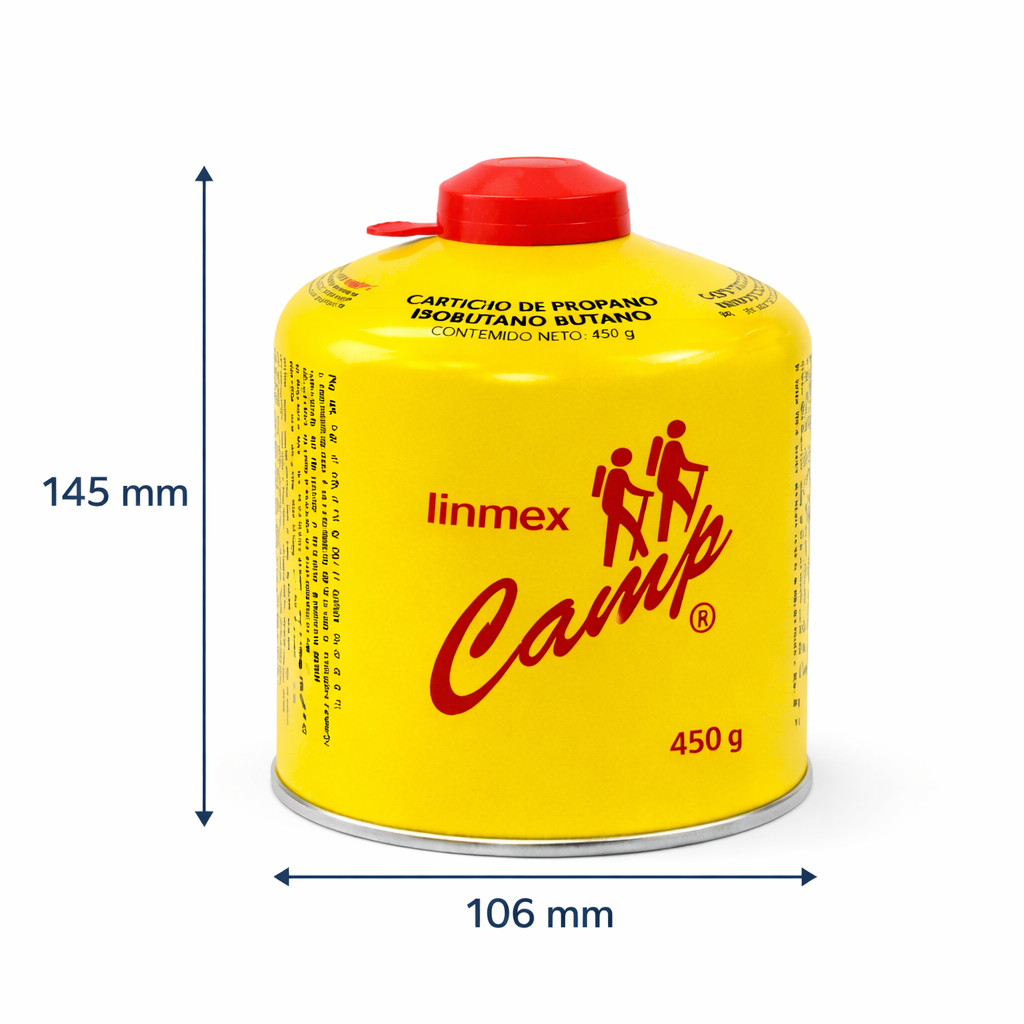 Cartucho de gas para camping 450g, 230g y 110gr
