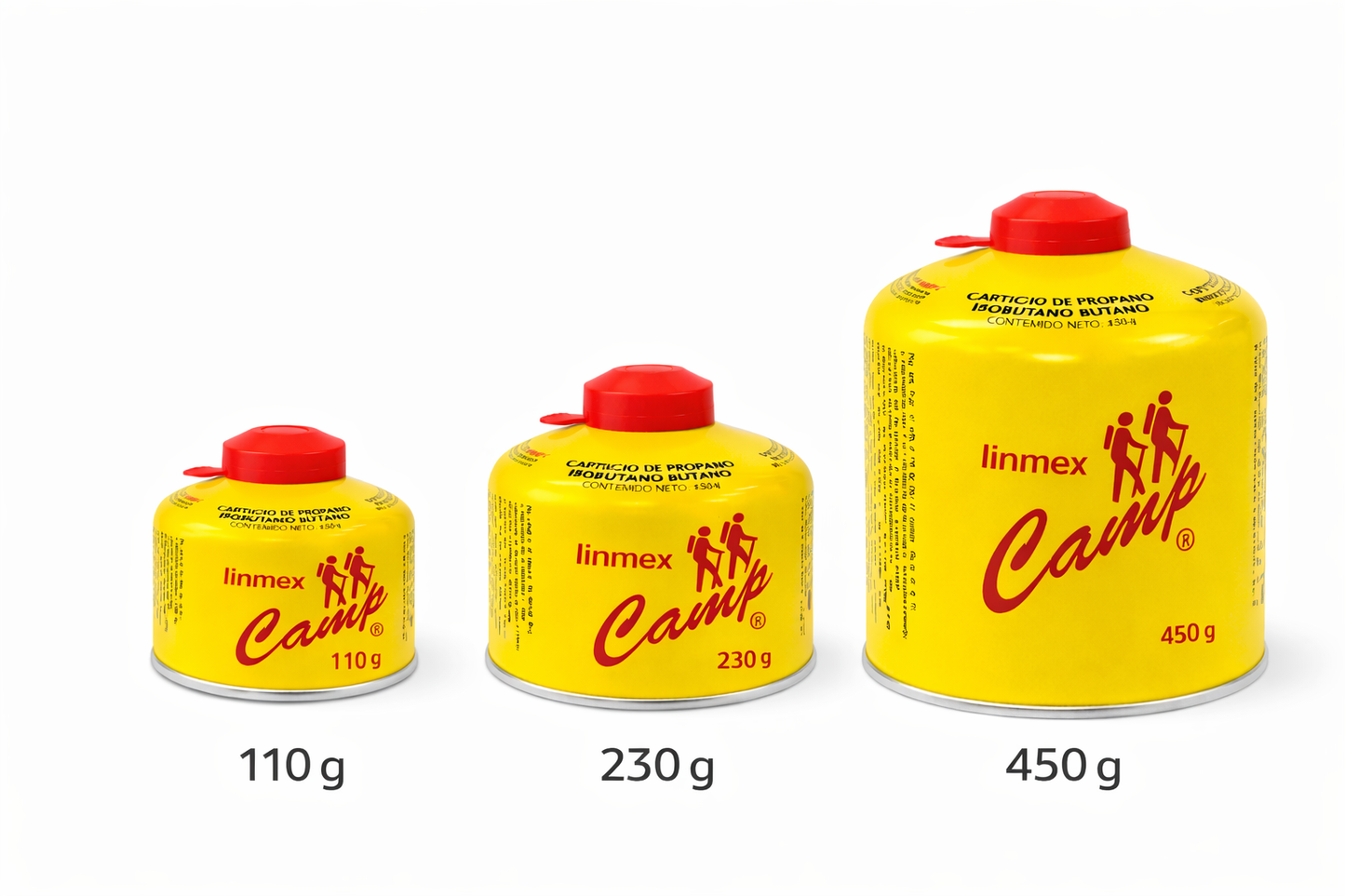 Cartucho de gas para camping 450g, 230g y 110gr
